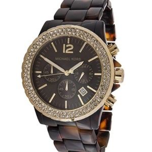 MK Michael Kors Gold Tone Tortoiseshell Wa…